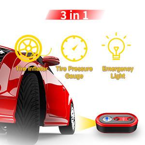 YANTU A01 Wired 12V Car Tire Inflator with Emergency Light and Digital Pump Black/Red