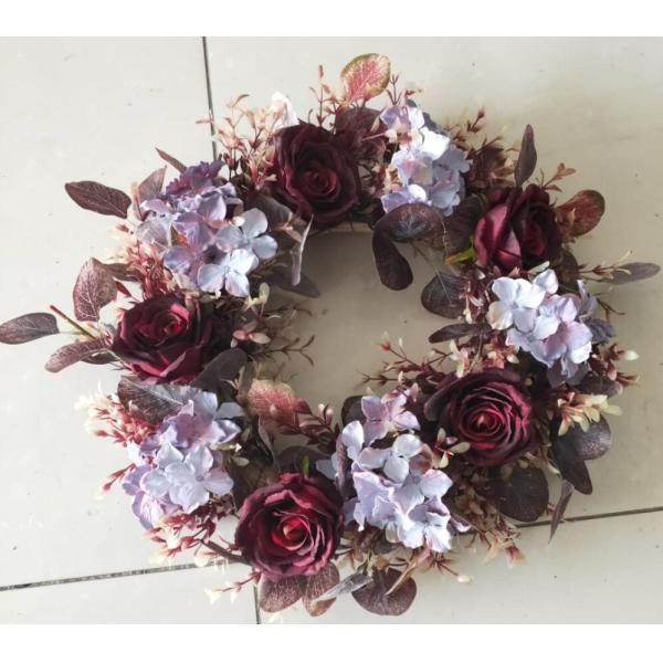 55cm Artificial Eucalyptus French Hydrangea Flower Wreath
