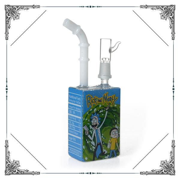 Small Rick And Morty Oil Rig Smoking Bubbler With Nail Smoking Mini Water Bongs