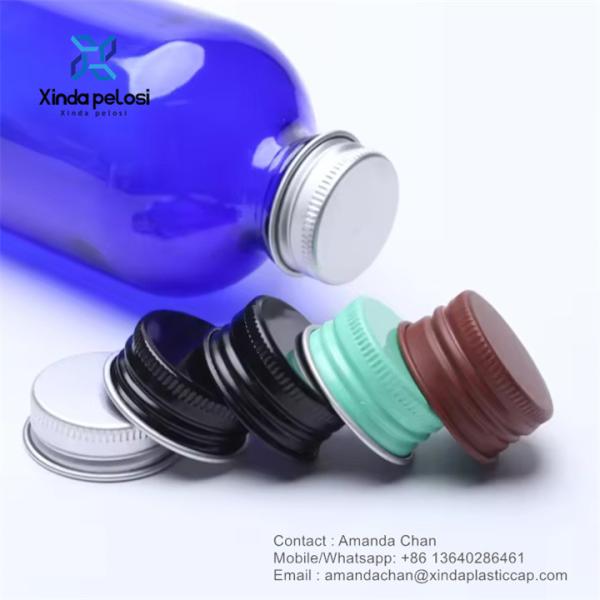 Круглая форма Пластиковая пластика Косметическая бутылка крышка Золото Серебро Алюминиевая бутылка крышка