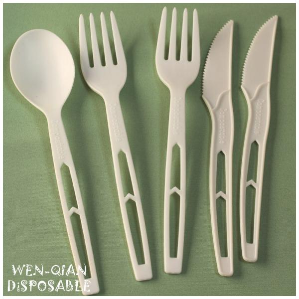 high quality 6 Inch Disposable Nature Color PLA Cutlery Sets-New Product Ideas Eco Friendly Cutlery Knife Fork And Spoon