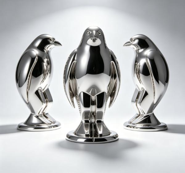 Original Design Penguin Bird Animal Metal Stainless Steel Sculpture Custom Size and Color Options with Durable Polished Finish for Public Spaces