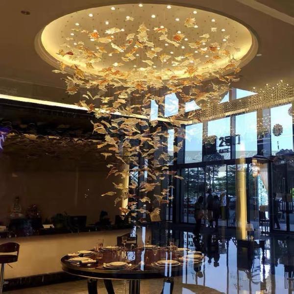 Décoration intérieure moderne Custom Hotel Club Glass Led Grand Projet Lustre Pendant Lamp