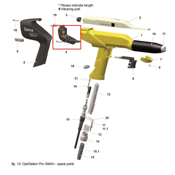 Ручной держатель для порошкового покрытия GM04 для запасных частей