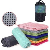Custom Logo Soft Microfiber Sports Large Silicone Non Slip Yoga Mat Towel Corners Pocket Microfiber Yoga Towel With Grip