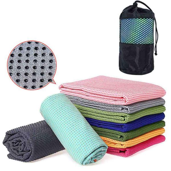 Custom Logo Soft Microfiber Sports Large Silicone Non Slip Yoga Mat Towel Corners Pocket Microfiber Yoga Towel With Grip