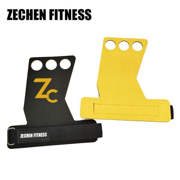 Double Layer Crossfit Hand Grips Yellow Microfiber Leather Gymnastics Pull Up Hand Protectors