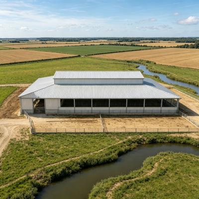 Prefab Steel Structure Cow House for Livestock Breeding Farm Column-Free Ranch Cattle Barn