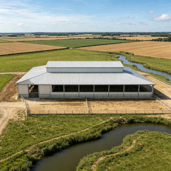Prefab Steel Structure Cow House for Livestock Breeding Farm Column-Free Ranch Cattle Barn