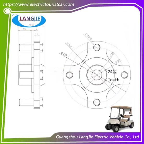 Carro de golf Ezgo RXV Medio eje de la rueda Hub 24 dientes de la brida de la rueda trasera placa de conexión