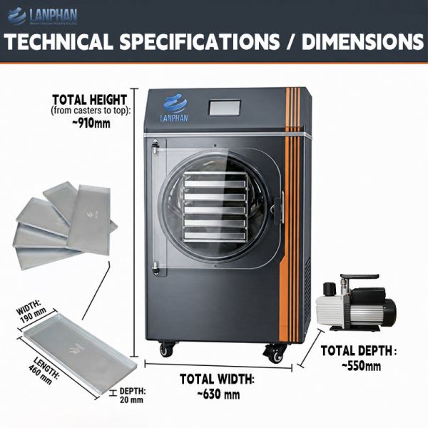 4-6kg Capacity Compact Household Freeze Dryer with 5-Tray Design for Fruits Vegetables and Pet Treats