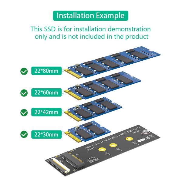 NGFF (M.2) Key M NVME SSD to Mini PCI-e Adapter with FFC Cable