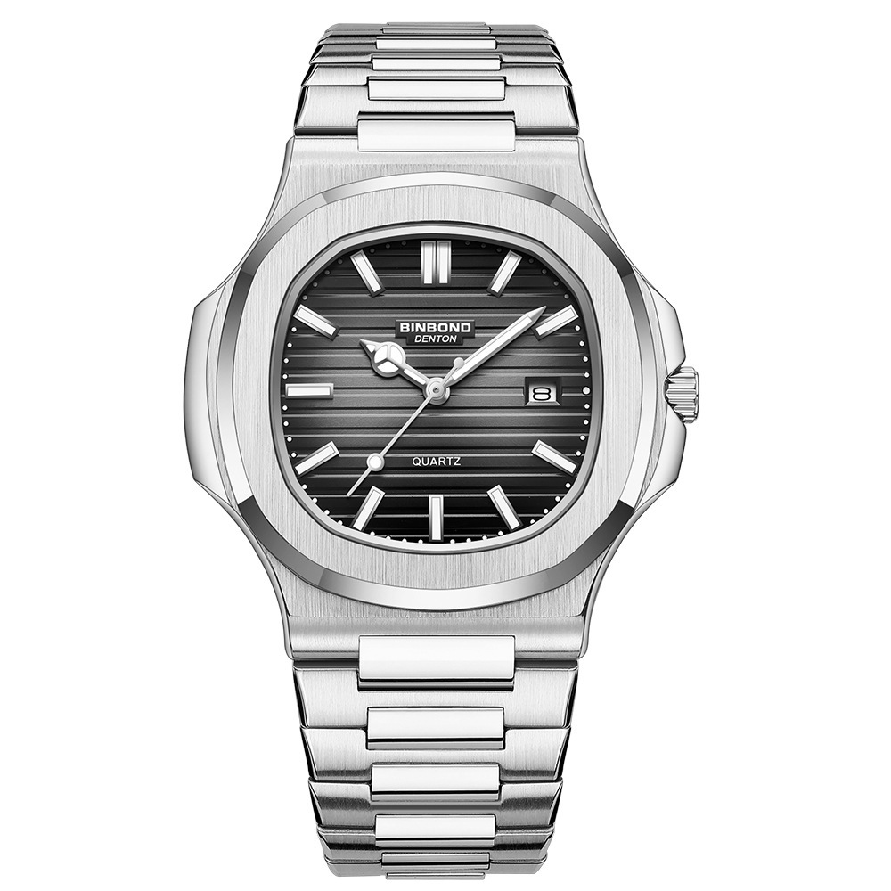 Men's Octagonal Stainless Steel Quartz Watch – Classic Business Dress Watch