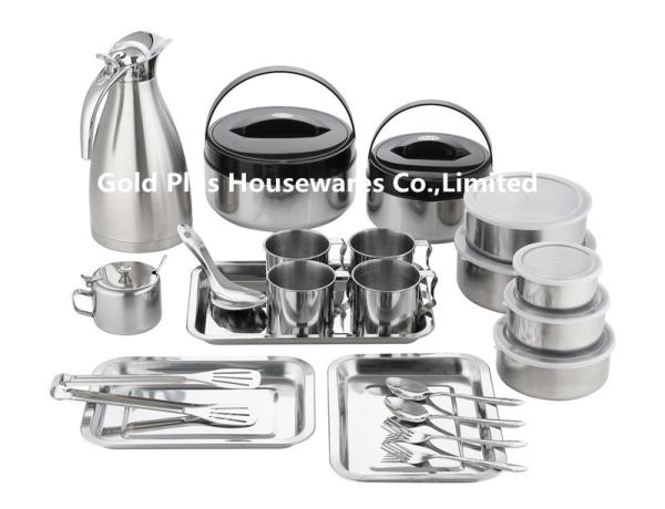 22pcs Amazon hot sale stainless steel double walled vacuum insulated hot water kettles lunch box buffet plate