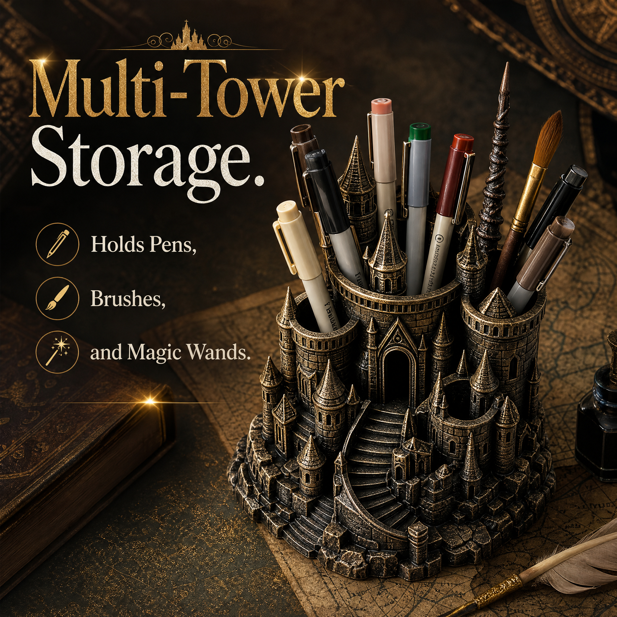 Stationery Storage 3D Printed Office Supplies Non Toxic Desktop Castle Pen Holder