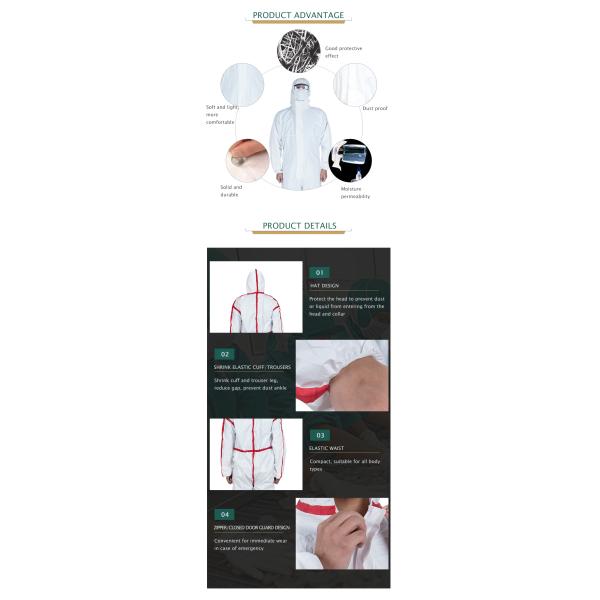 Ppe Type5/6 Disposable Protective Workwear Asbestos Removal Sms Coverall Disposable