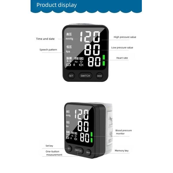 Plastic Electric Wrist Type Electronic Sphygmomanometer Digital Blood Pressure Monitor