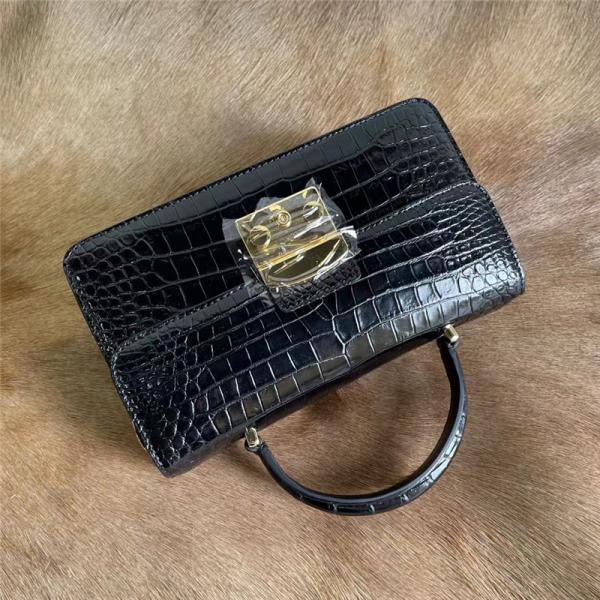 Authentic Alligator Leather Women Flap Purse Female Small Handbag Genuine Crocodile Belly Skin Lady Shoulder Bag