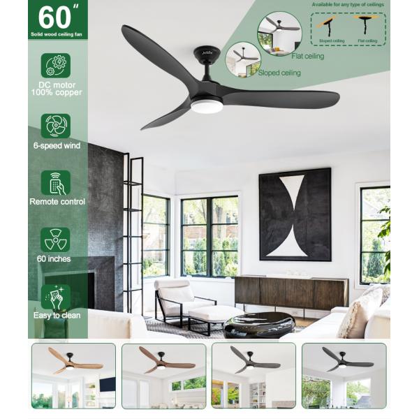 Ventilador de teto LED com luz 1stshine Interior Preto Madeira Sólida DC Motor silencioso Remote