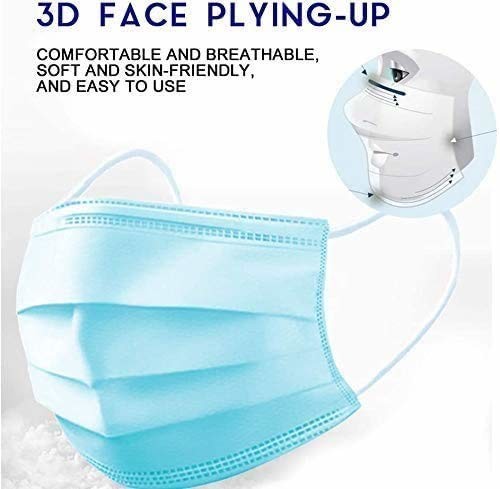 Blue Disposable 3ply Disposable Face Mask Non Woven 14 Grams