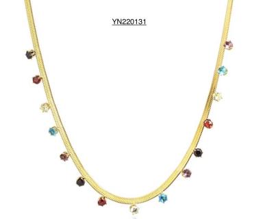 45cm Snake Bone Chain Necklace Colorful Rhinestone Tassel Pendant Necklace