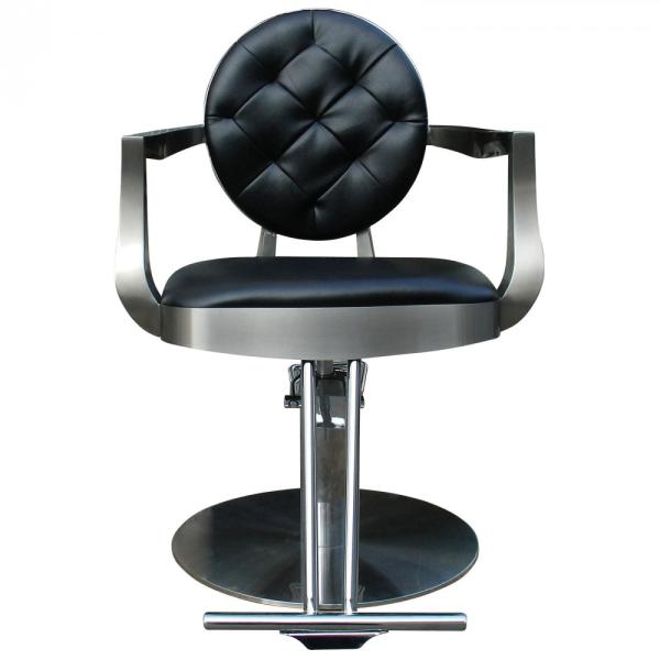 PU Leather Black Salon Hair Styling Chairs Thick Metal Frame With Hydraulic Pump