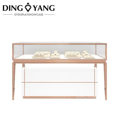Rose Golden Custom Glass Jewellery Display Cabinet With Good Quality And Good Price, Showcases Factory Directly Sell
