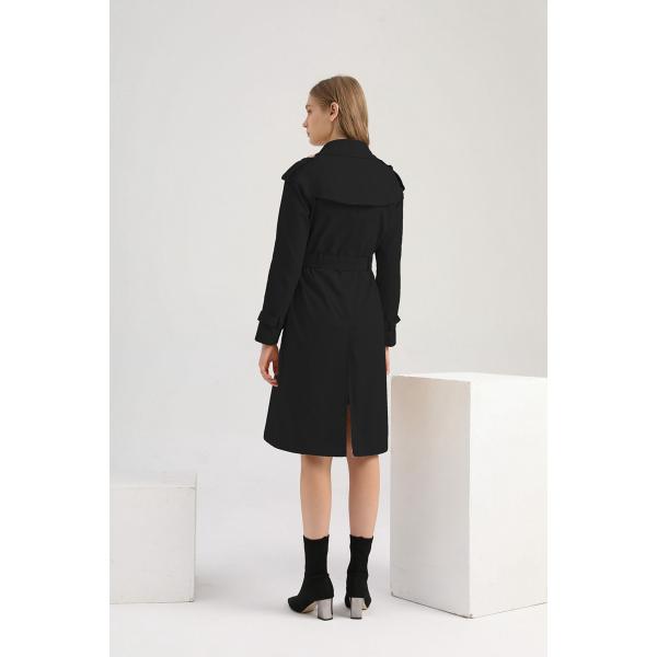 OEM Women'S Classic Double Breasted Mid - Long Cotton Coat With Belt S-3XL