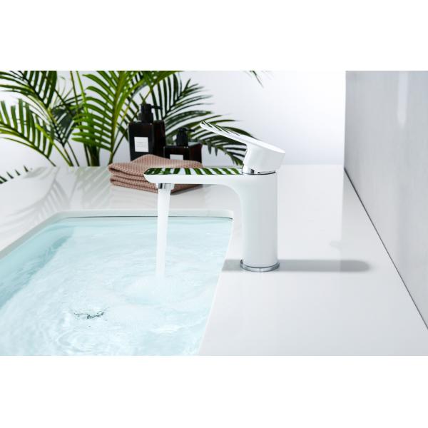 Waterfall Bathroom Basin Faucet White Single Handle Hot and Cold Basin Mixer