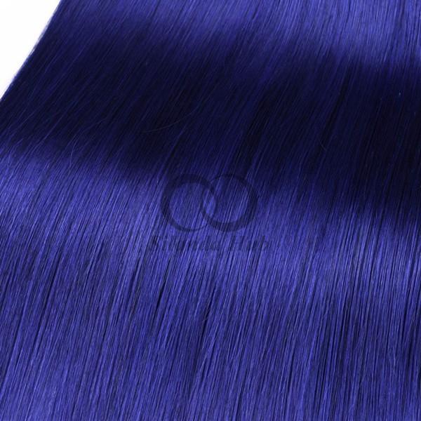 Blue Straight Remy Human Hair Bundles Sew In Weave Bundles Brazilian Bundle Deals