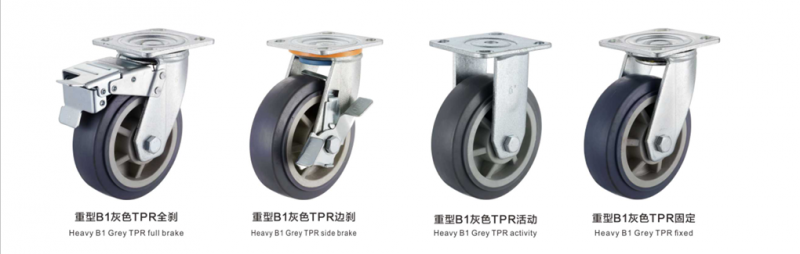 Heat Resistant (-50-115°C) TPR Caster Wheels with Non-Marking Quiet Operation for Industrial and Warehouse Use