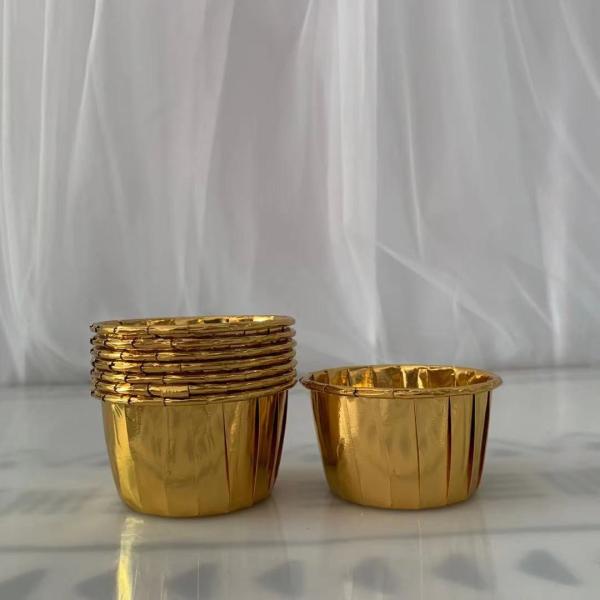 110gsm Thickness Golden Foil Cupcake Paper Cups 50X40mm
