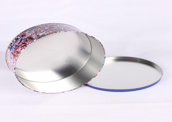 Round CMYK Artwork Printed Cookie Gift Tins , Metal Tinplate Personalized Cookie Containers