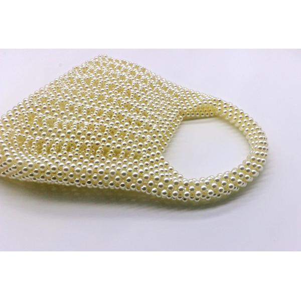 Fashion White Pearl Handbag Hand Woven For Women 23cm Height 22cm Length