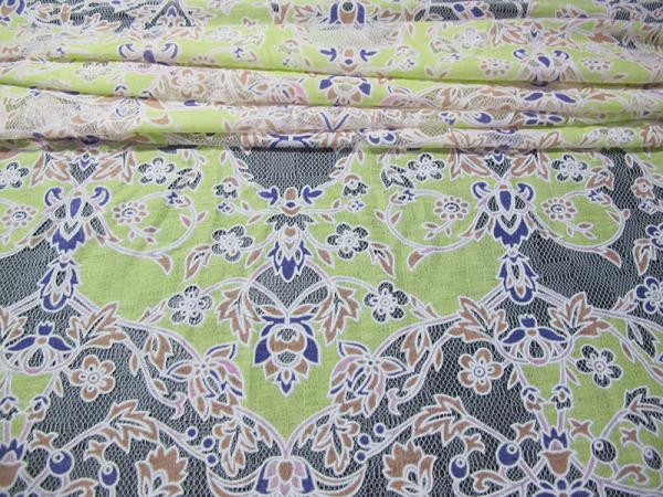 Unique Floral Polyester Lace Curtain Fabric Cotton With Eco-friendly Dyeing