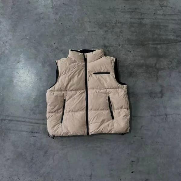 Winter Custom Unisex Cotton Detachable Zip up Sleeveless Coat with Hood Cropped Puffer Down Jacket for Men