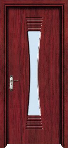 Solid Core Interior PVC Wood Doors From China Manufacturing, with clear tempered glass
