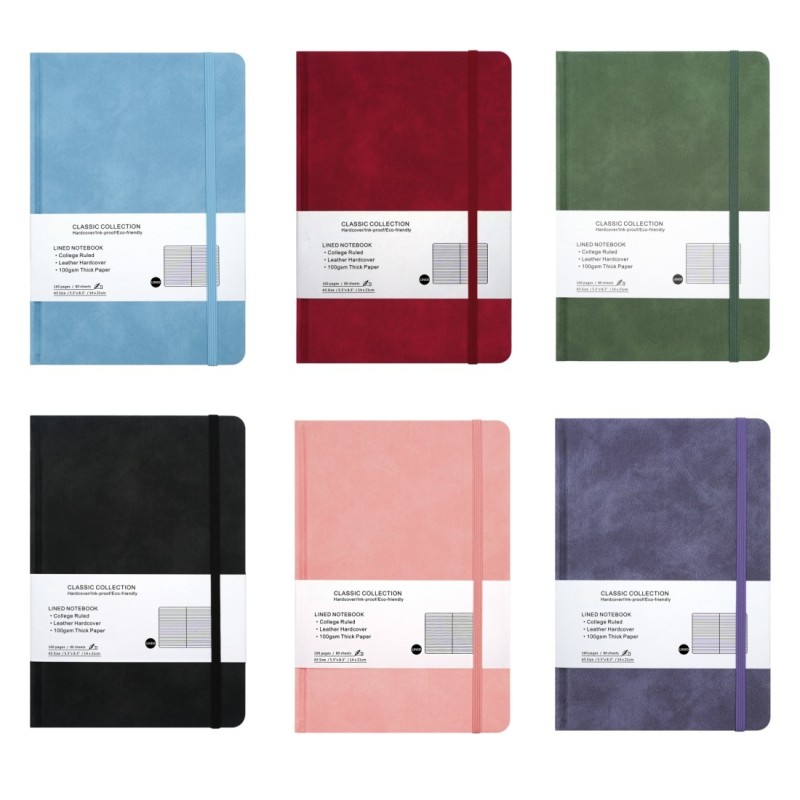 Custom A4 A5 A6 Lined Notebook, PU Leather Hardcover Business Office Journal With Custom Printing & Logo