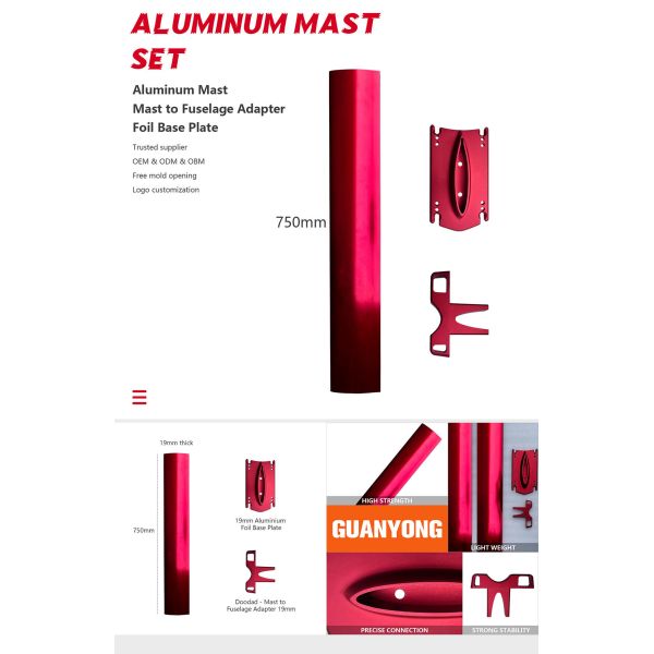 75cm 19mm Aluminum Mast Red Surfing Mast  Hydrofoil Surfing