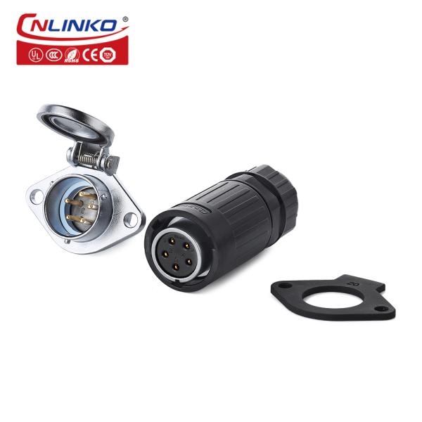CNLINKO IP68 Waterproof 5 Pin Male Female Panel Mount Plug Socket Cable Connector for Laundry Device