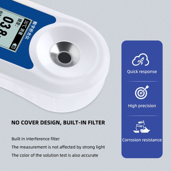 Digital Brix Refractometer Handheld with 0-55% Brix Range ±0.2% Accuracy and Highlight Screen