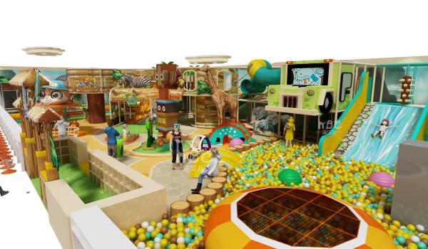 Équipement de terrain de jeu intérieur pour enfants de 2 à 12 ans avec des dispositifs de sécurité