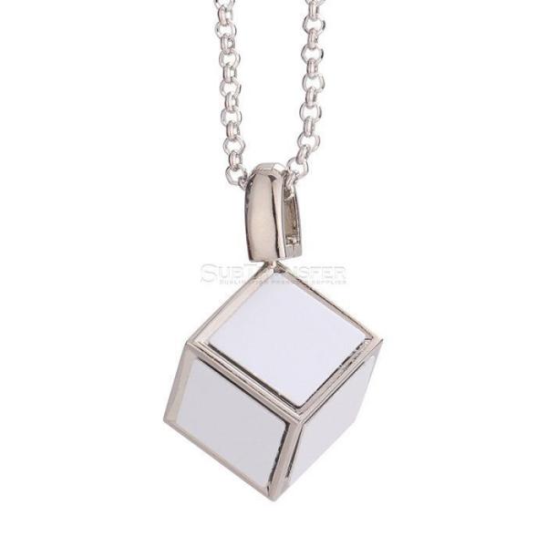 Custom Photo Necklace Gold Silver Sublimation Dice Pendant Necklace