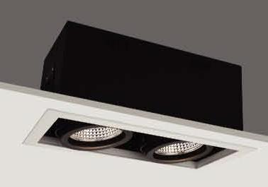 Trim Aluminum LED Recessed Downlight 2 * 20w COB Chip With Square Iron Box