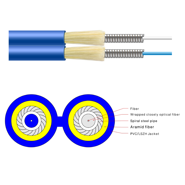 G655 4mm Duplex Armored Fiber Optic Cable Gjsfjbv For Indoor Distribution