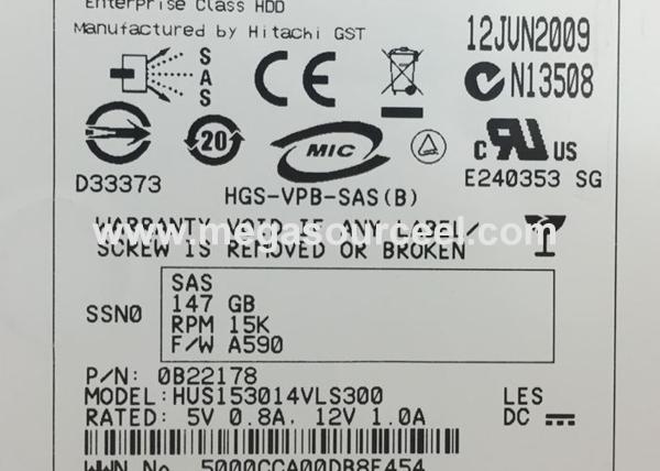 15K Rpm SAS Workstation Hard Disk 3.5 Inch Hitachi 147GB Capacity HUS153014VLS300