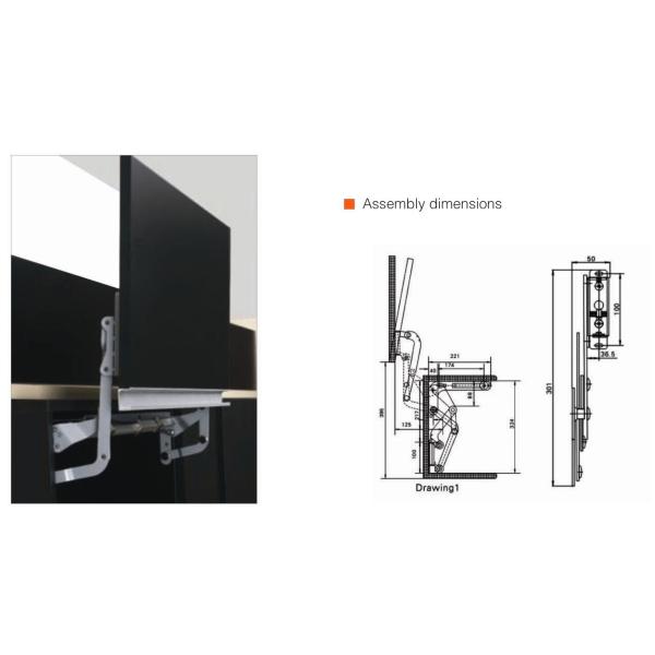 Translational Upturning Cabinet Door Lift Pneumatic Support Width 500 - 900mm