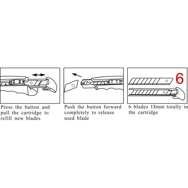 Double Color Overmolded Heavy Duty Snap Off Knife Auto Load And  Auto Lock Knife SX1800
