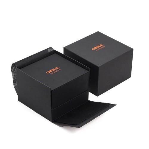 elegant custom logo printed square wooden watch box for men
