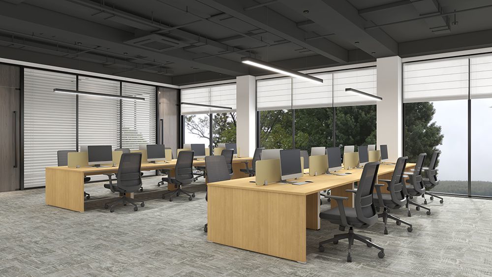 Modular Office Staff Workstation MFC Board Open Plan Office Desk With Divider